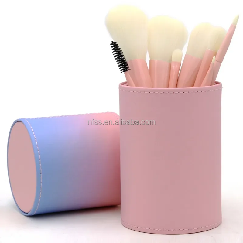 Novel Design Low Price Beauty Makeup Tools Cosmetic Brushes 10Pcs Color Changing Make Up Brush Set With Holder Bucket Case Bag