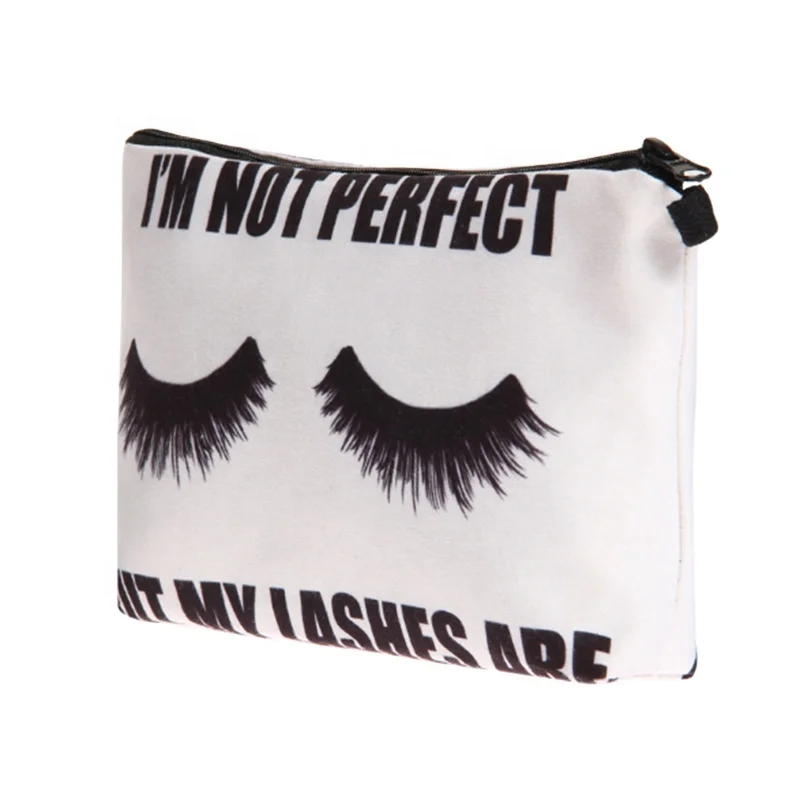 3D Digital Printing Personalized Makeup Bag Good Quality Polyester Makeup Bag with Eyelash Printing  Yiwu Makeup Bag Vendor