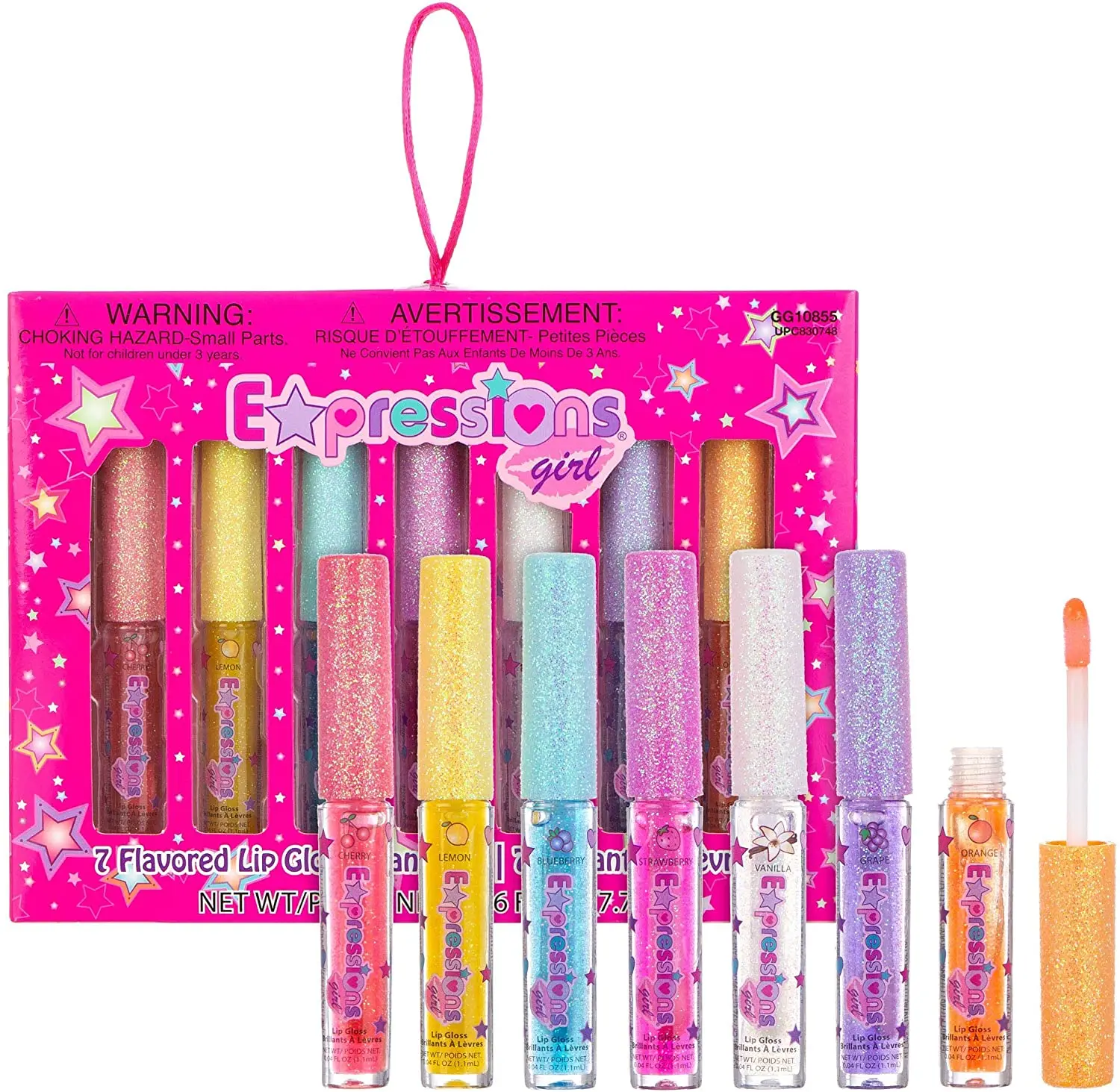 Shimmer fruity flavors skin-friendly kids makeup girls ideal gift lip gloss wands with glitter