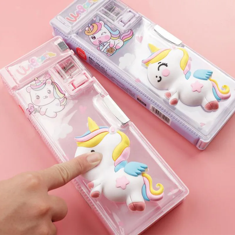 POSH DREAMS Creative cartoon multifunctional stationery box storage box double layer 3D pencil box