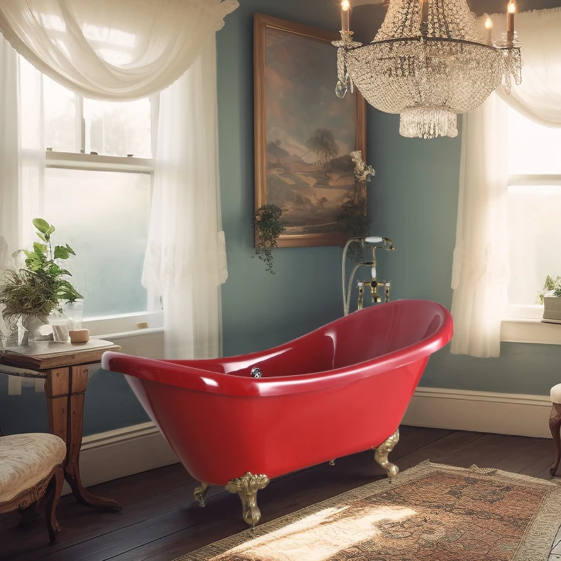 Bathroom Popular Seamless Acrylic Curve Freestanding Bathtub Surging Massage Stone Bath Tub