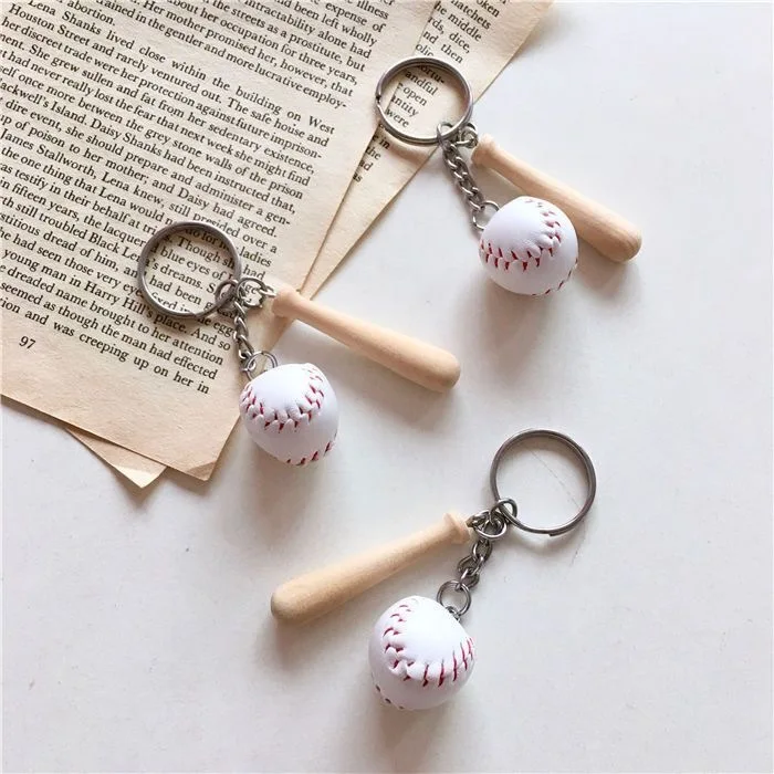2024 Wholesale Wooden Wood Bat Mini Softball Sports Baseball Car Keychain