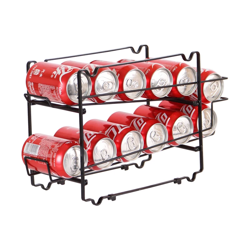 Metal Wireframe Stackable Cola Soda Can Refrigerator Fridge Storage Organizer Rack Holder for Kitchen Pantry