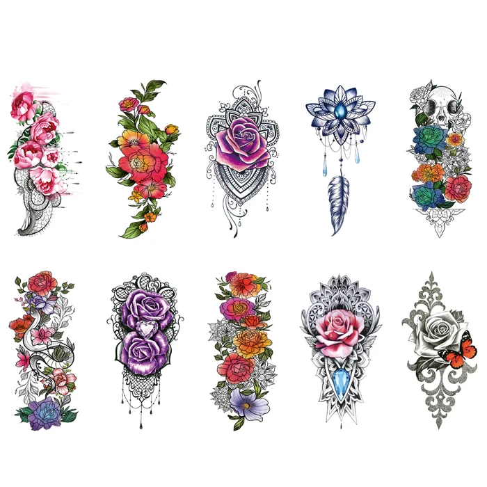 Butterfly Tattoo Sticker Rose Sexy Tatoo Back Body Lily Chains Flower Temporary Tattoos For Women Girl
