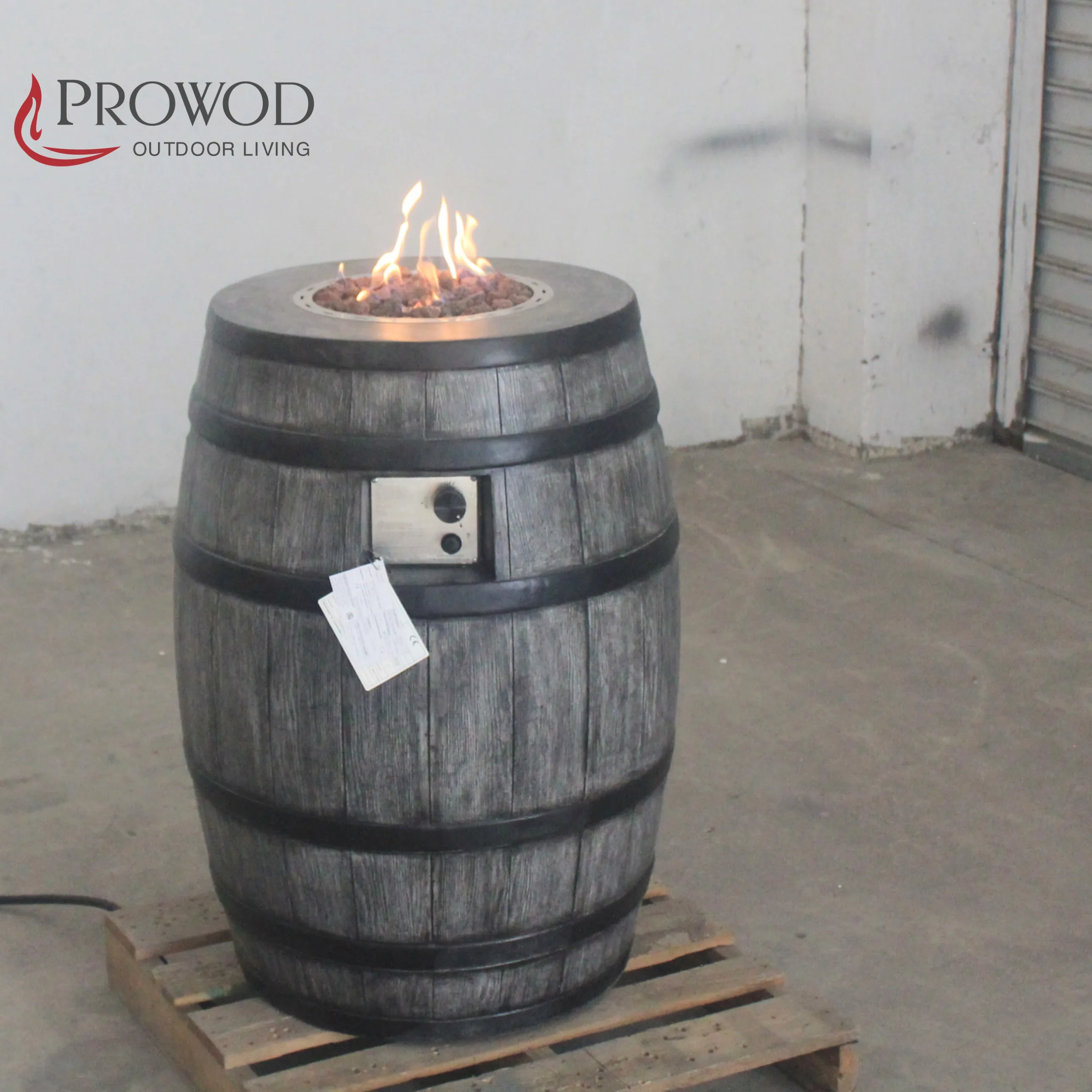 LPG Gas Type Made in Concrete GFRC Fire Oak Barrel Pit