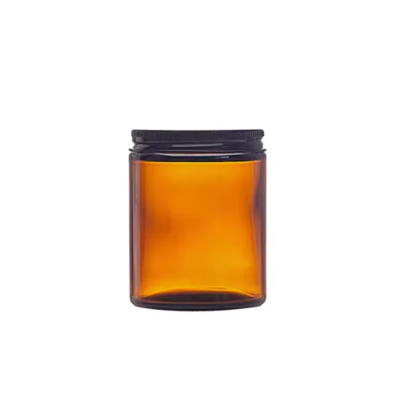 Wholesale Luxury Empty 8oz 500ml 100ml 250ml Storage Clear Amber Jar Glass Candle Jar Manufacturer for Candle With Metal Lid