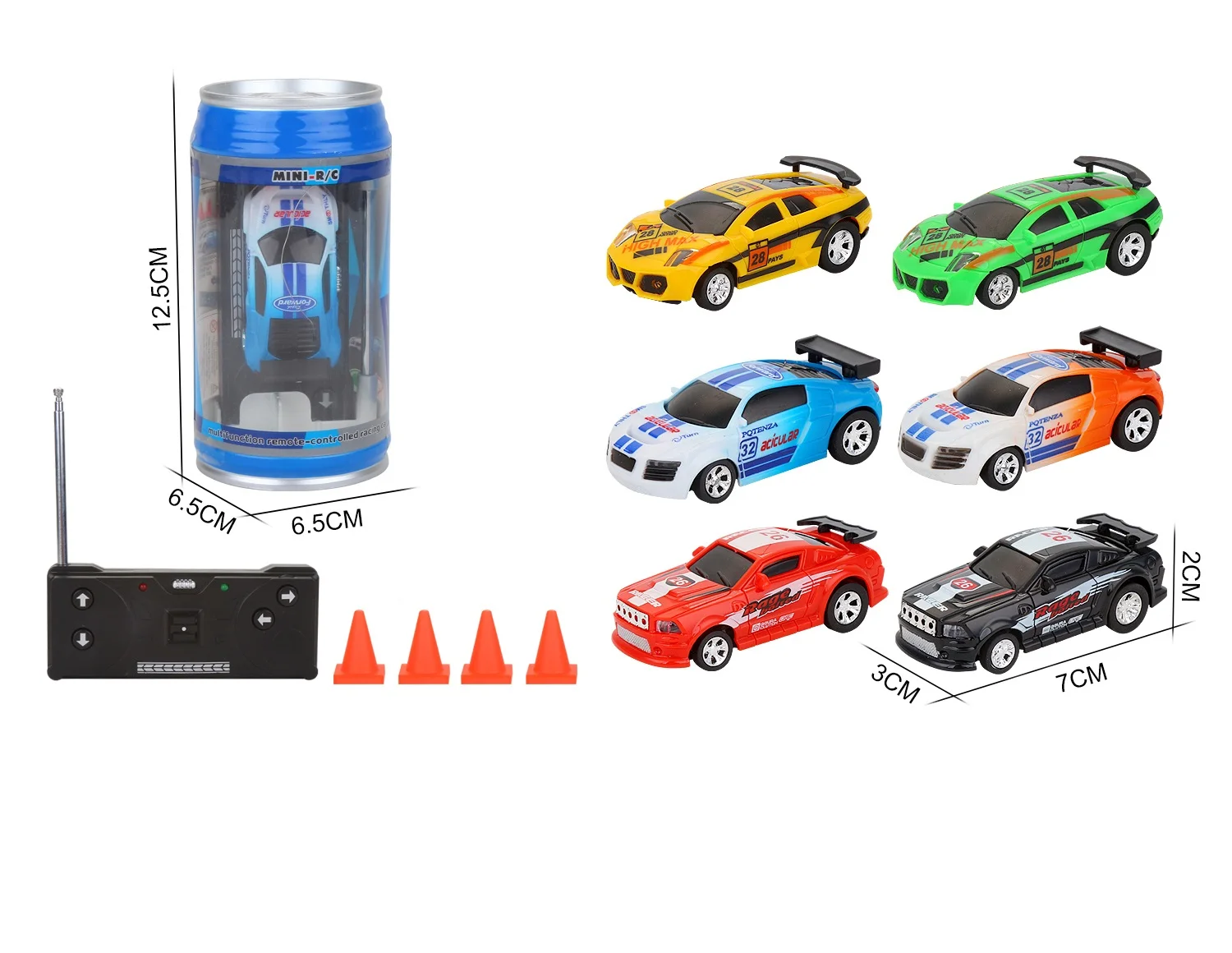 Coke Can Mini RC Toy Car Radio Remote Control Racing Car Radio Control Toys car 6 colors with 4 palisades
