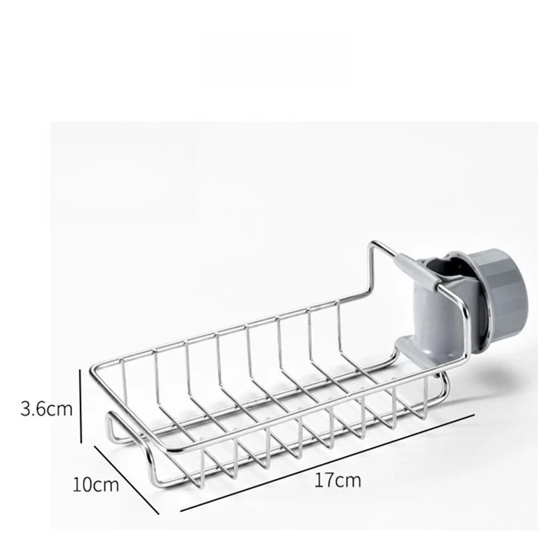 Kitchen Stainless Steel Detachable Hanging Faucet Drain Rack for Bathroom, Scrubbers, Soap, Chrome