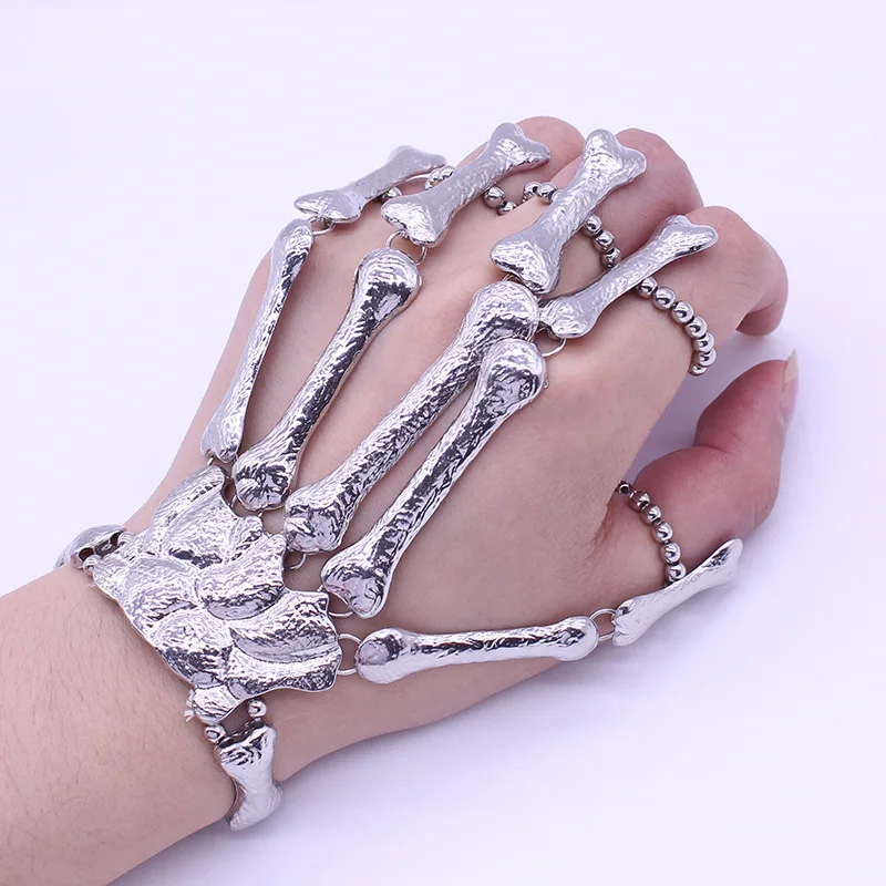 Punk Skull Bracelets Hand Bangles Flexible Metal Bracelets for Women Men Hip Hop Jewelry Wholesale Silver Bracelet