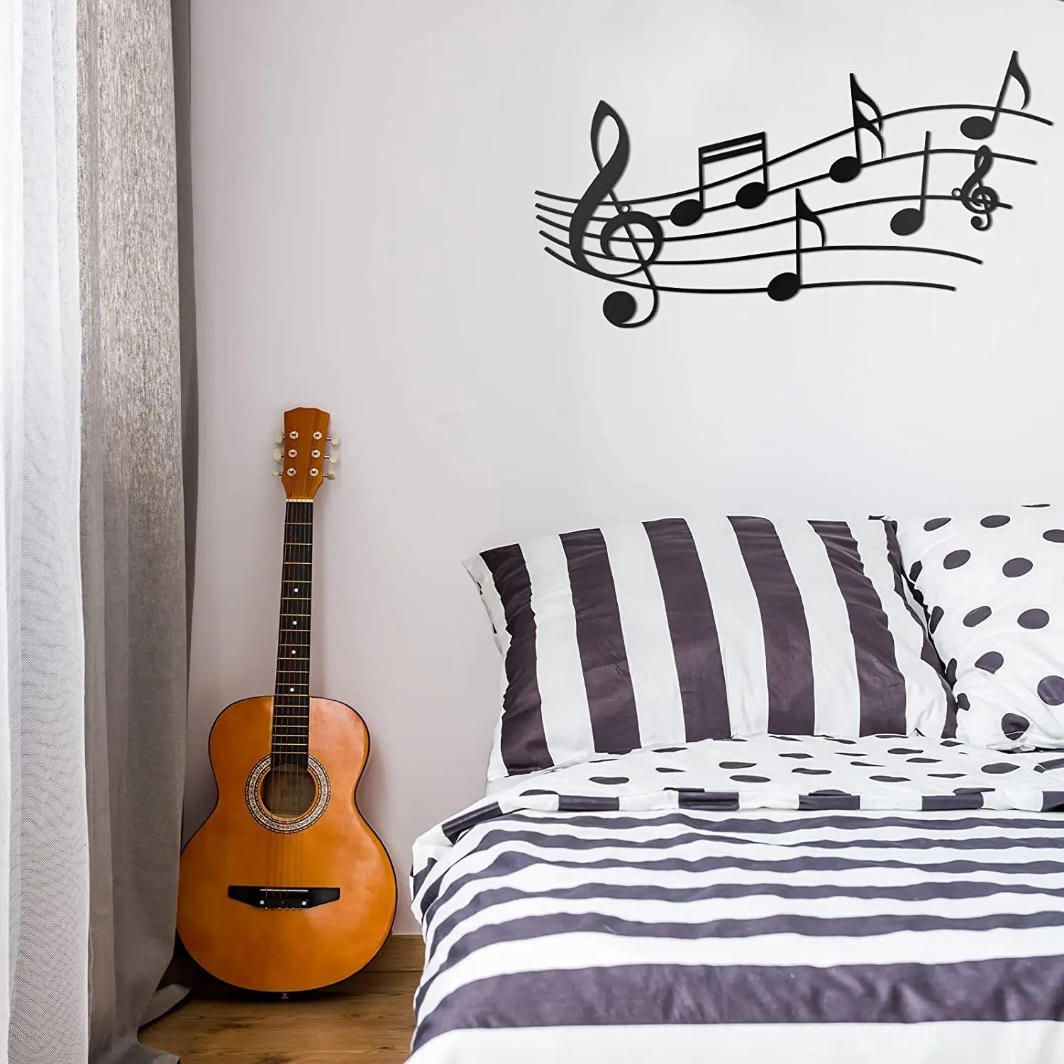 Black Music Notes Metal Wall Art Hanging Decorative Sign with Wall Hanger Metal Crafts