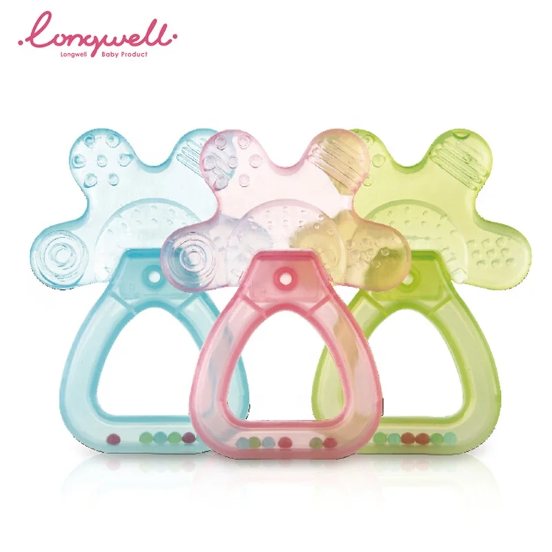 
Ningbo Longwell Sensory Toy Training Custom Logo Eco Safety ISO Pass Soother Baby Teething Rattles water Filled EVA Teether 