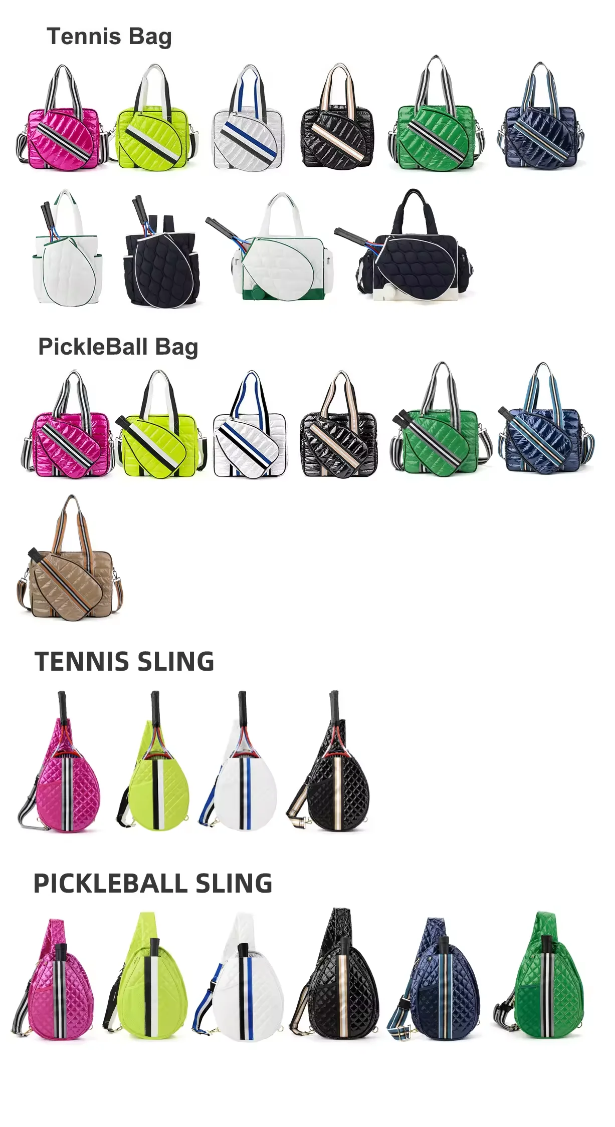 New Arrival Luxury Women White Custom Gym Badminton Pickleball Paddle Racket Bag Quilted Puffer Tennis Luggage Bag and backpack