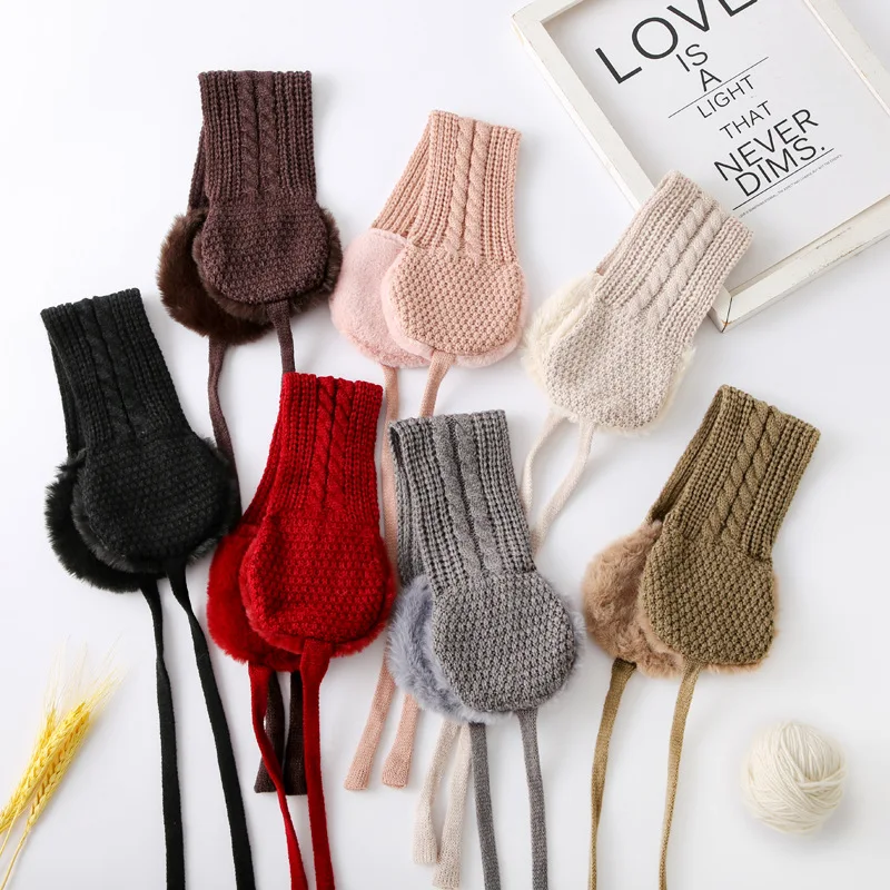 Зимний детский шарф, наушники, Флисовая Повязка на голову, обогреватель для ушей, детские вязаные теплые наушники