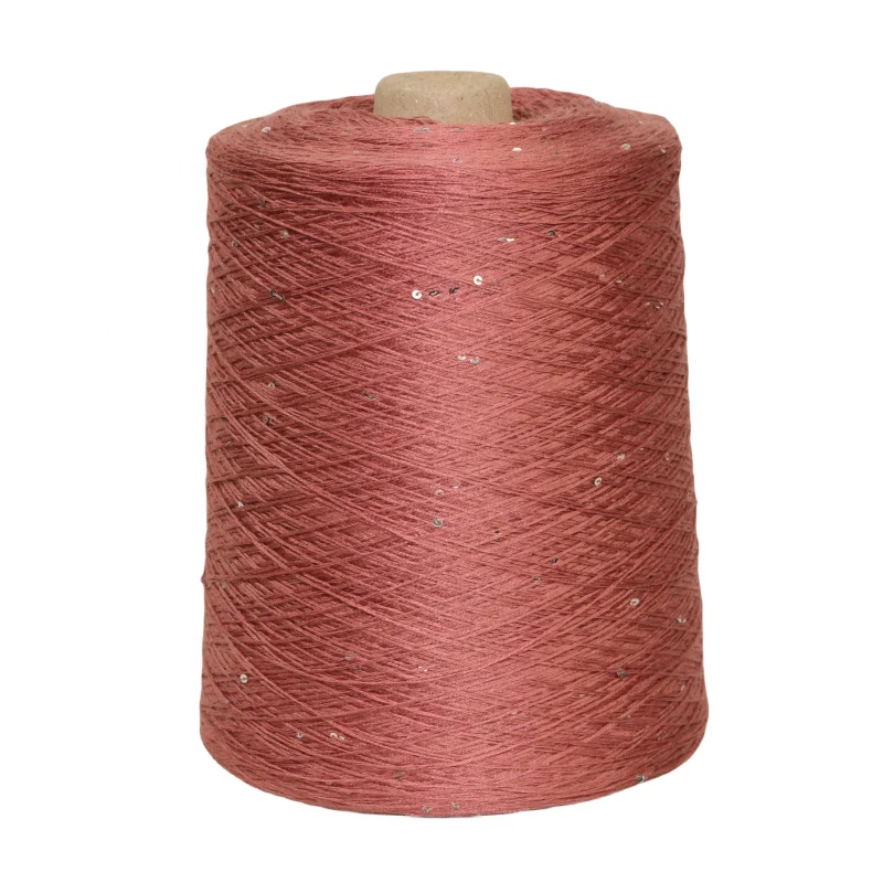 10NM Spring Summer Yarn 95% Lyocell 5% Sequin Fancy Yarn Used for 7G Knitwear Factory Spot Wholesale Bead Yarn Bead Tencel