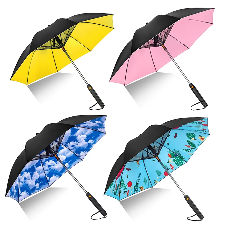 Custom Umbrella With Water Spray Special Waterproof Solar Mist Fan Straight Uv fan umbrella