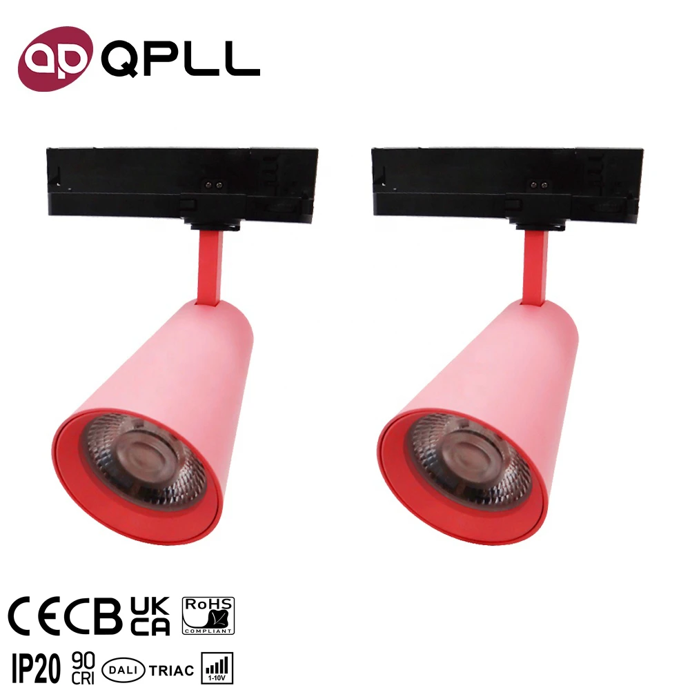 Factory Made shop 220 volt 20w spotlight dc cri90 3 circuit rail lamp 2700k 3000k 5000k Pink green led track rail spot light