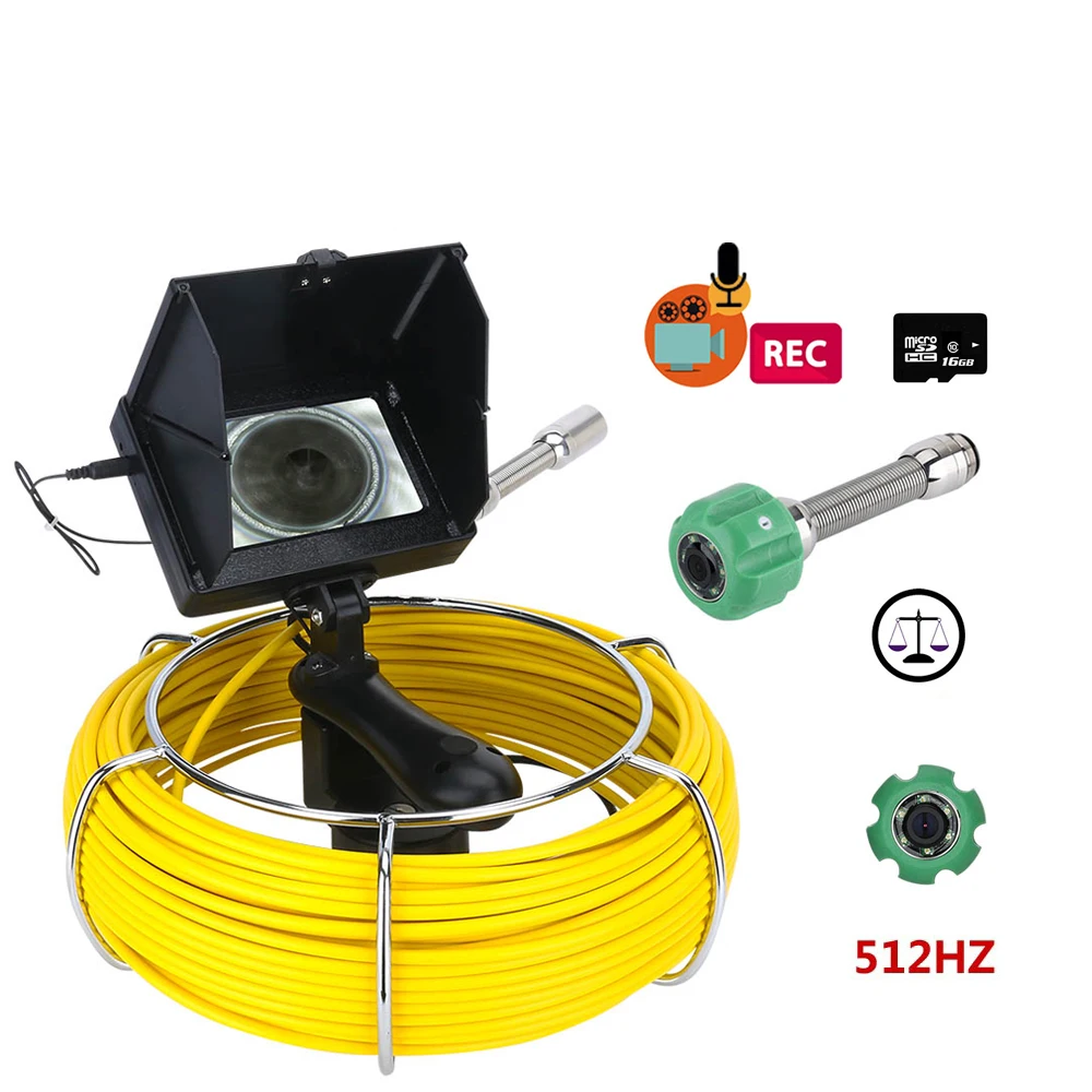 4.3 Inch DVR Video recording Handheld Industrial Pipe Inspection Video Camera 512Hz Auto balance Drain Sewer Pipeline Endoscope
