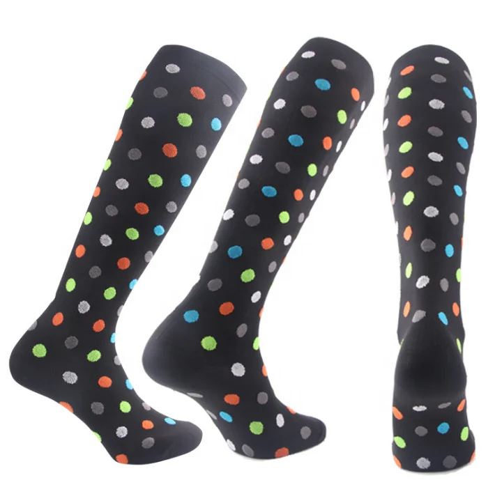 Оптовая продажа, индивидуальный дизайн, 2030 мм рт. Ст., цветные медицинские гольфы в горошек для футбола, для бега, велоспорта, Спортивные Компрессионные носки для мужчин