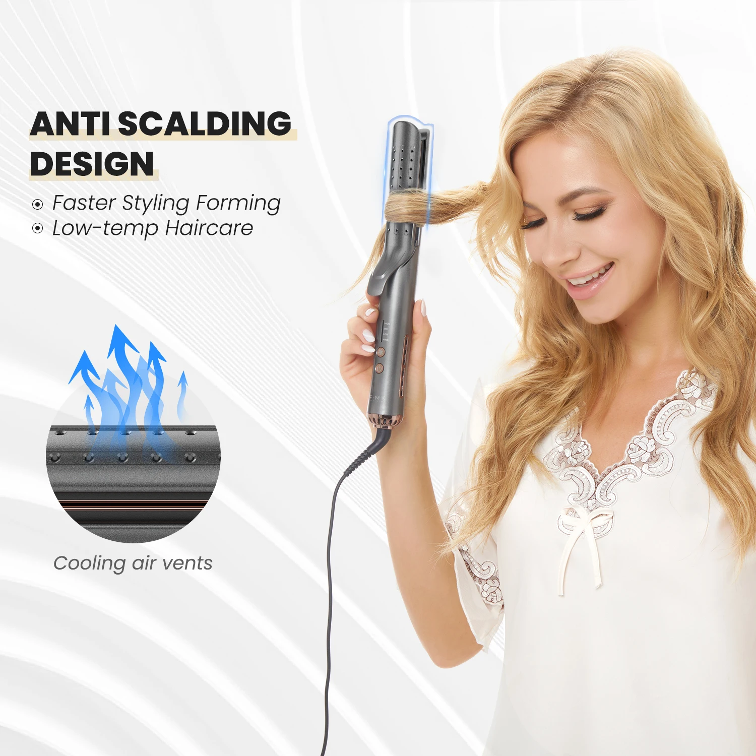 Hot Selling PTC Fast Heater 2 in 1 Hair Straightener and Curler for Women Automatic Curl Function Cool Air Hair Irons