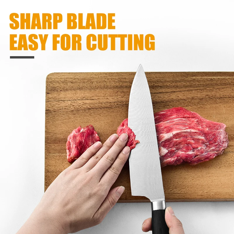 High Quality 6PCS Stainless Steel Kitchen Forged Knife Set with Magnet Block Pakka Wood Handle Chef