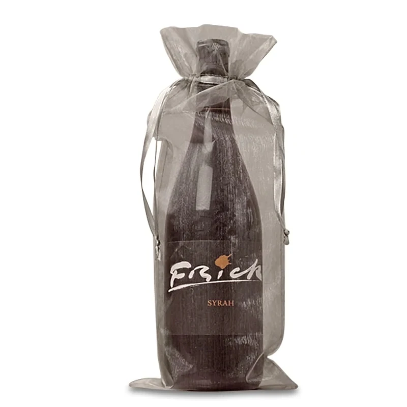 Premium Quality Silver Organza Wine Packaging Pouch Organza Bottle Packaging Pouch Organza Champagne Packaging Pouch