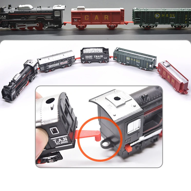 Hot selling 19 Pcs electric rail rail rail train toys for children DIY assembly plastic train track set