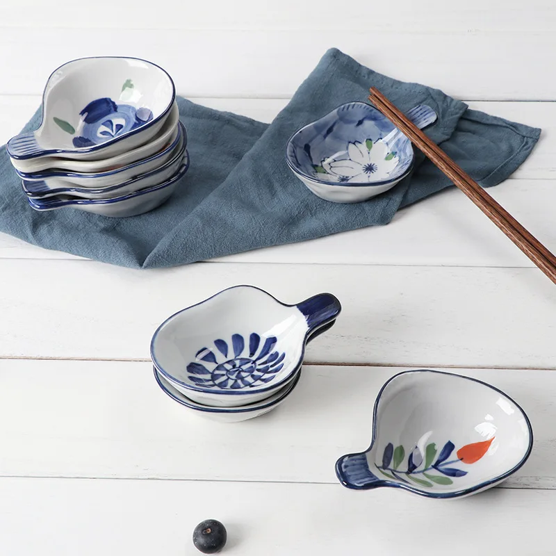 Underglaze practical small taste dish chopsticks holder oil soy sauce dish ceramic home Japanese mini dish