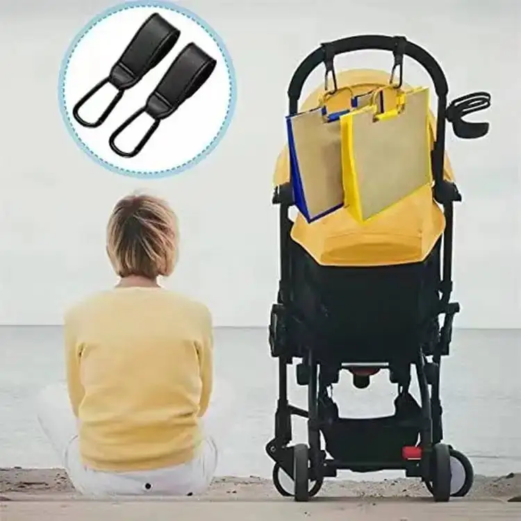 Custom Stroller Hooks for Diaper Bag Durable Leather Straps Diaper Bag Hooks Clips for Stroller Wheelchair Shopping Carts