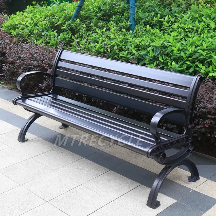 Metal stainless steel park bench with backrest solid wood garden bench outdoor patio aluminum wooden benches for public area