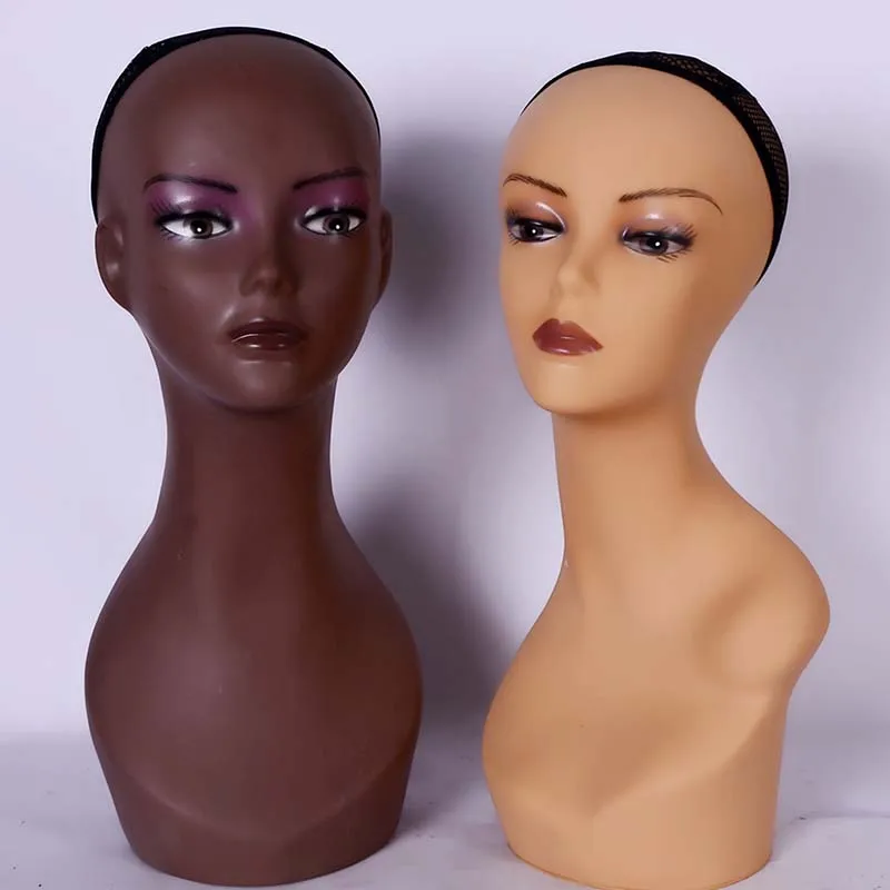 
Cheap Long Neck Black Mannequins Female Head High Quality Realistic Pvc Mannequin Head For Window Display 