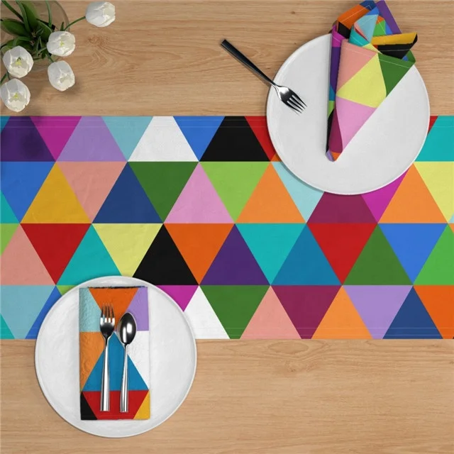 
100% polyester custom printed design digital sublimation blank recycled waterproof home decor table runner 