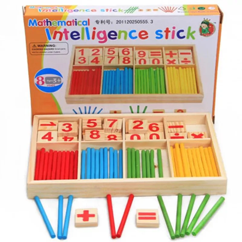Children Wooden Digital Counting Stick Toy Math Puzzle Toys Counting Montessori Early Learning Toddlers Intelligence Develop Kid