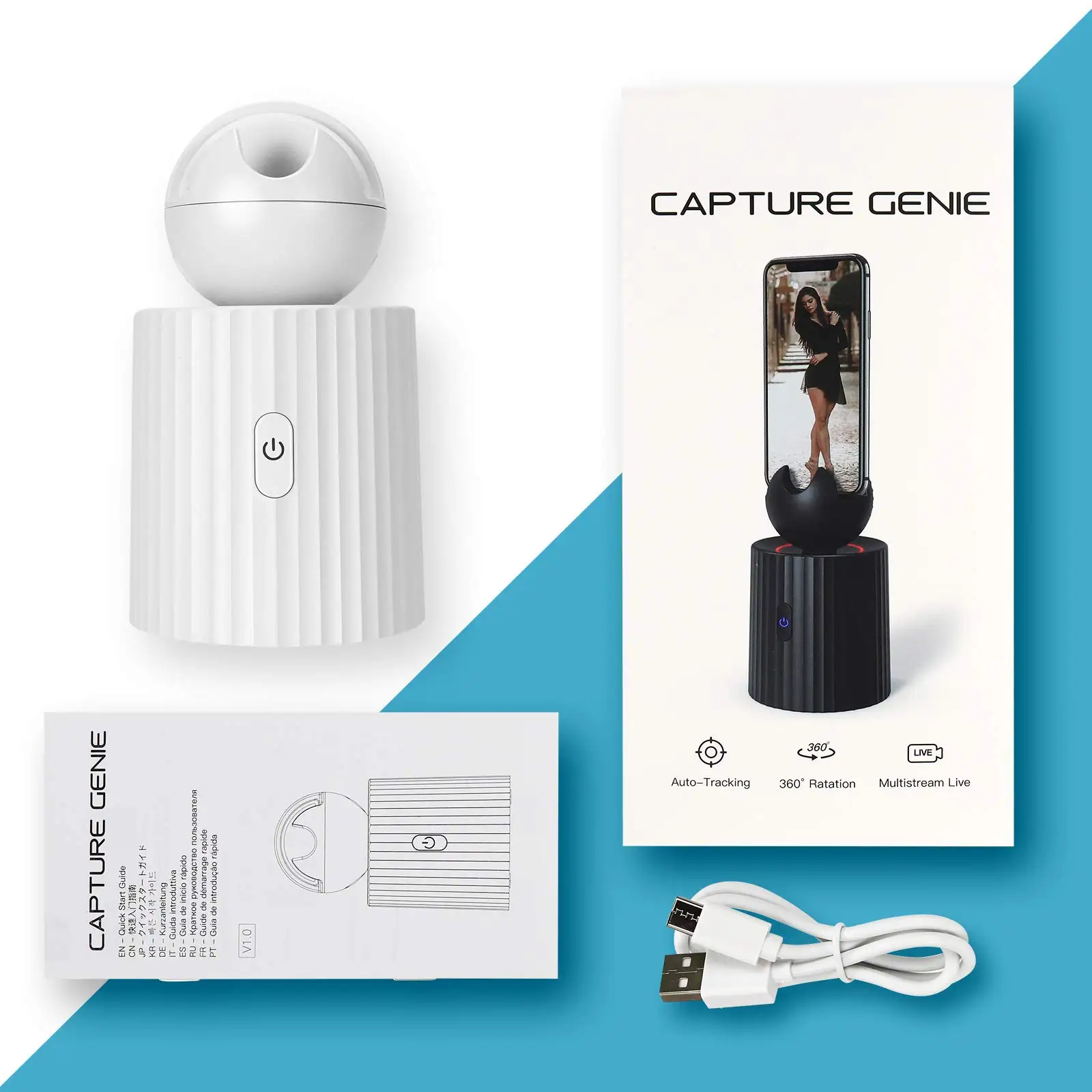 Capture Genie Golf Smart Gimbals Stabilizer 360  Rotation Auto Face Object Tracking Camera Mount