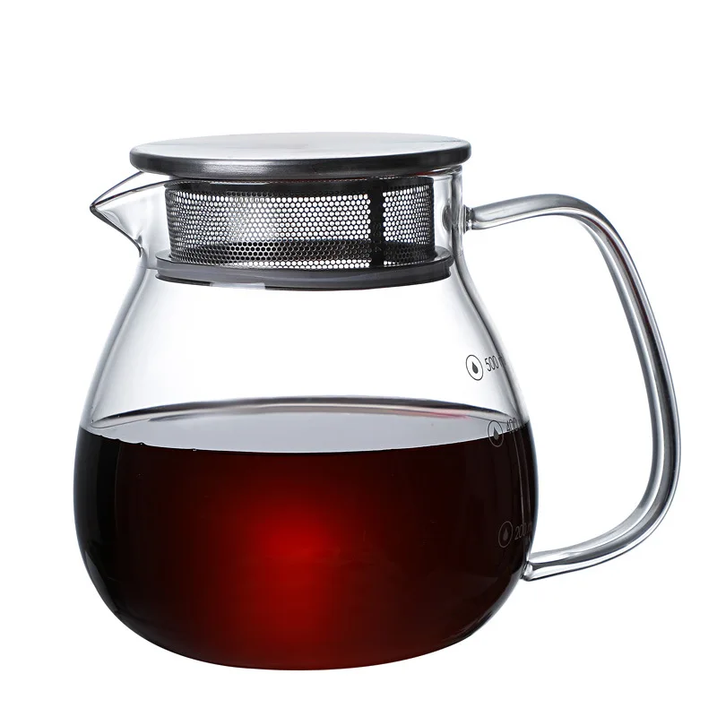300ml 500ml Glass Pot with 304 Stainless Steel Filter Lid For Making Coffee or Tea