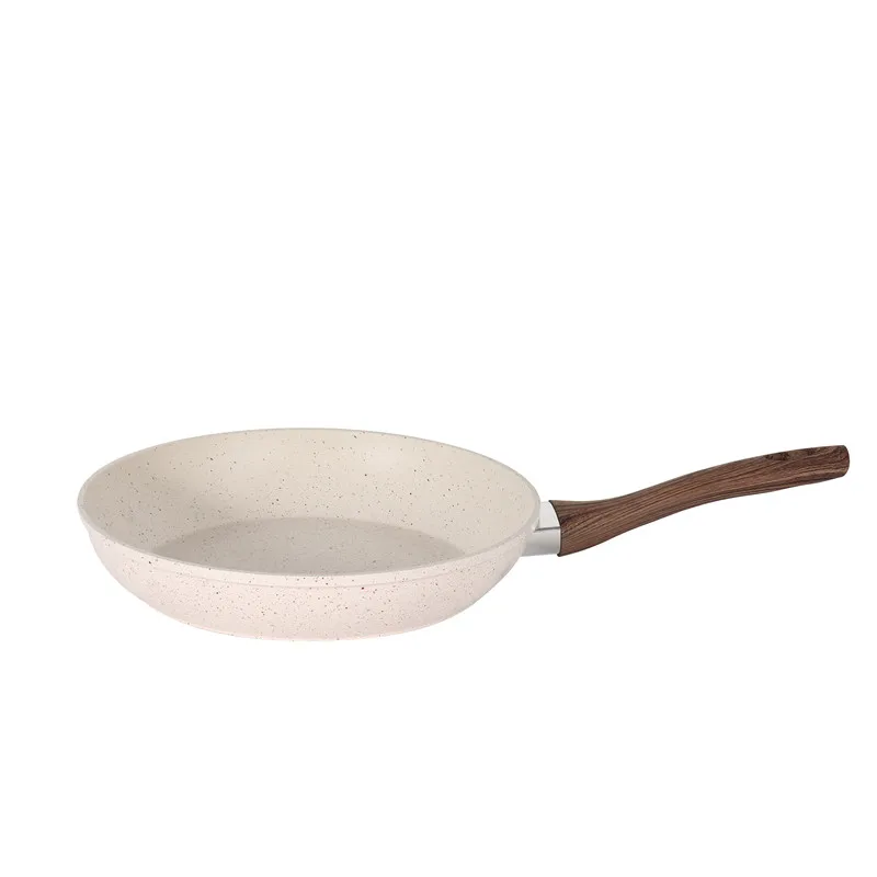 hot sale white ceramic coating fry pan wood handle