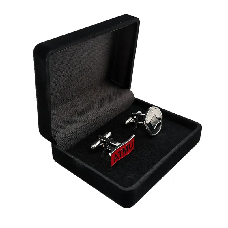 Custom Plastic Black Flocked Cufflink Box For Men Women Shirts