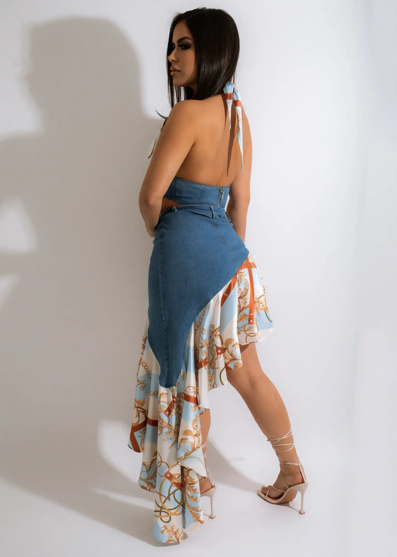 Two piece skirt set denim skirt two piece set skirt for women