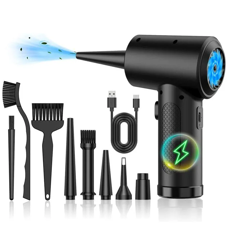 Cordless Rechargeable Compressed Air Duster Vacuum Cleaner Keyboard Computer Car Cleaner Replaces Compressed Air Cans