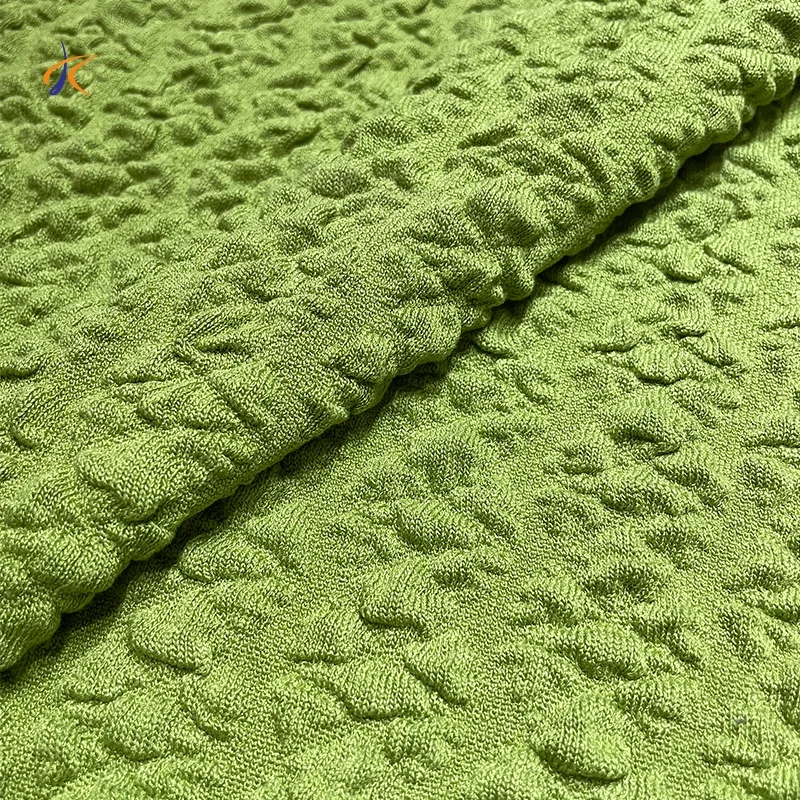 New rayon blend knit jacquard stretch single bubble crepe warp knitted fabric for dress