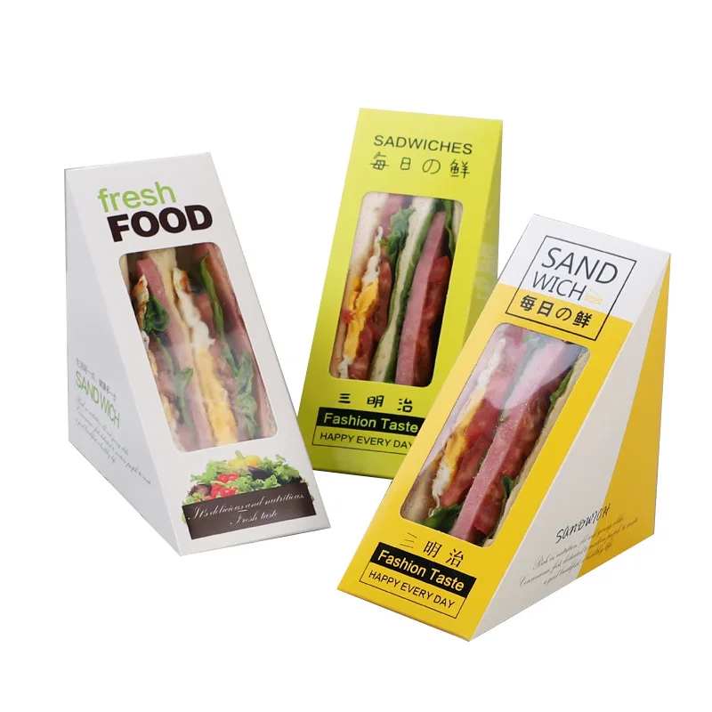 Cheap Triangle Sandwich Cake Box For Food Store Supermarket Bakery Packaging