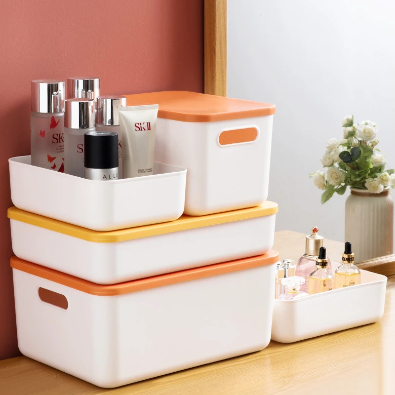 Hot Selling Plastic Home Storage Bin Boxes White Stackable Organizer Container For Clothes Sundries Toys Snacks