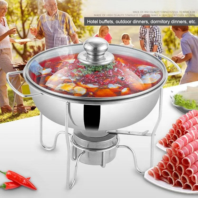 Hotel Round Chafing Dish Food Warmer Hot Pot Food Warmer Buffet Server