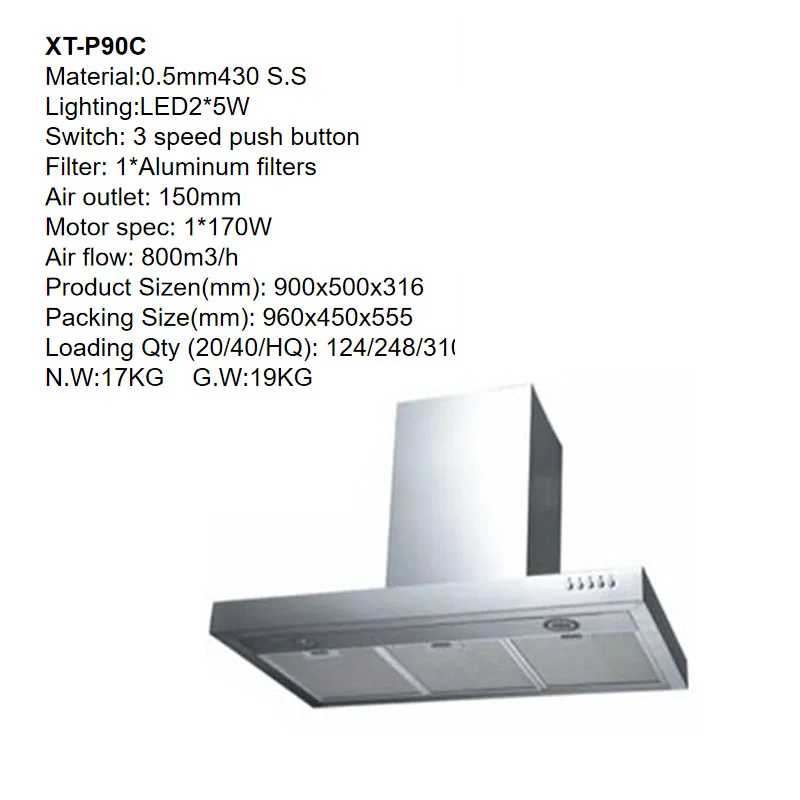 90 CM Down Draft Range Hood exhaust fan chimney hood 220V 110V