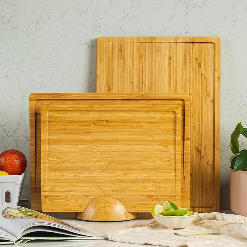 Custom Pack Kitchen Blocks 3 Bamboo Chopping Board Wholesale Cutting Board Set With Holder Cutting Board