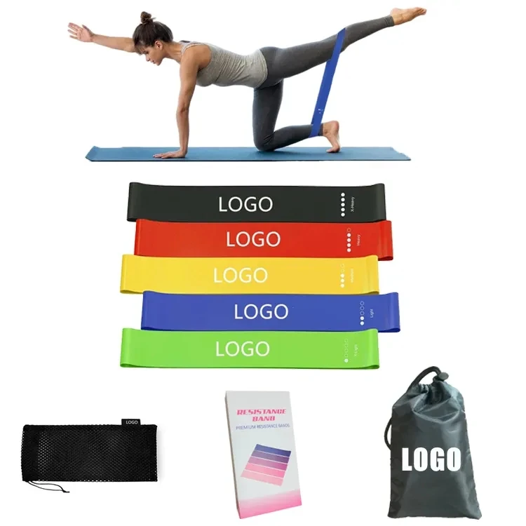 YIWU Wholesale Set 5 Colorful Latex Hip Bands Fitness Exercise Custom Natural Latex Resistance Band Strength Training Sports