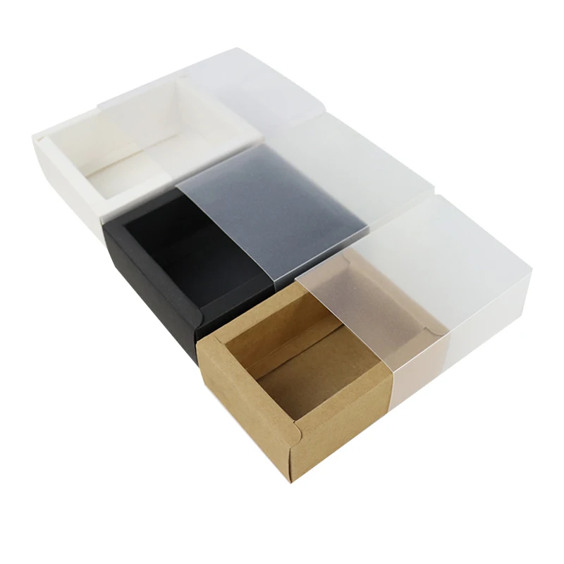 Plastic Clear Drawer Wholesale Papercard Customized High Quality Luxury Square Pastry Cookies Chocolate Packing Box