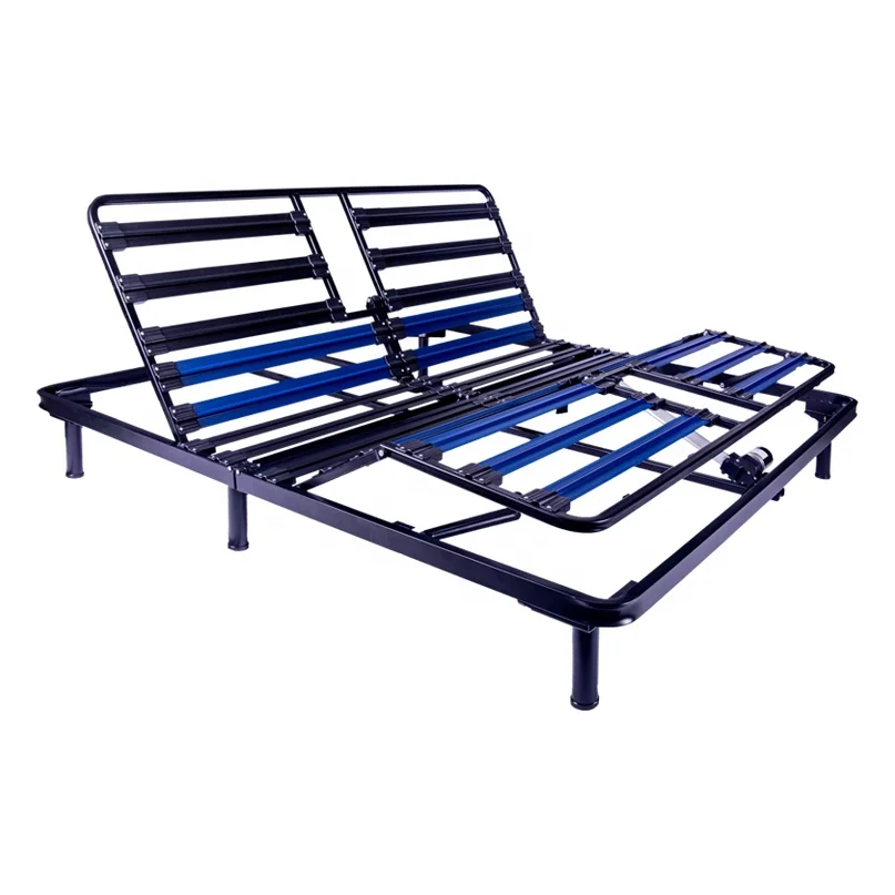 Ergonomic Upholstered 5 Minute Assembly Wireless Remote Control Adjustable Bed Base Frame