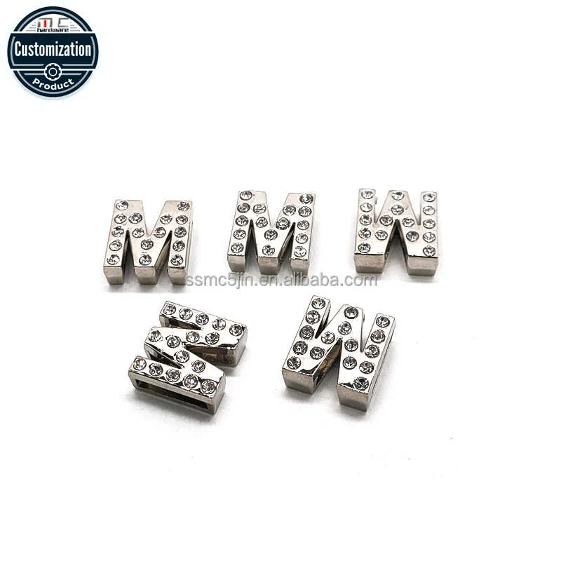 Micro-Engraved Copper Letter M Pendant Handmade Card Connector Metal Garment English Letter Color-Retaining Electroplated