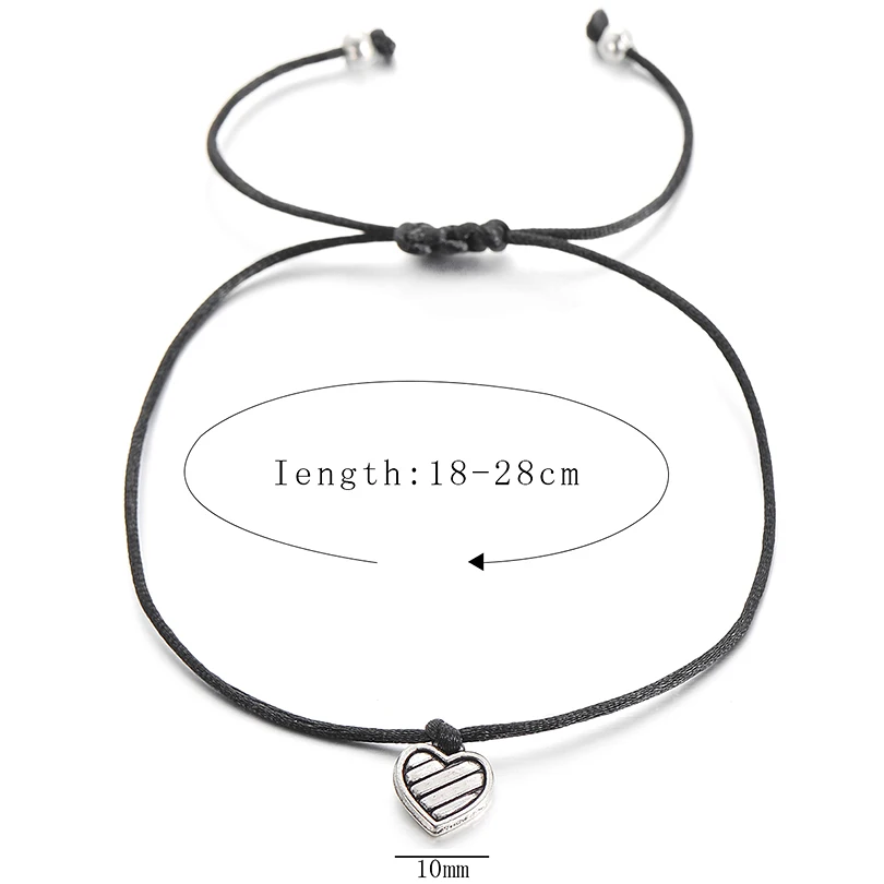 Handmade Thread AntiqueTiny Love Heart Bracelets Charm For Women Men Couple Gift Lucky Red Rope Bracelet Kids Chain Jewelry