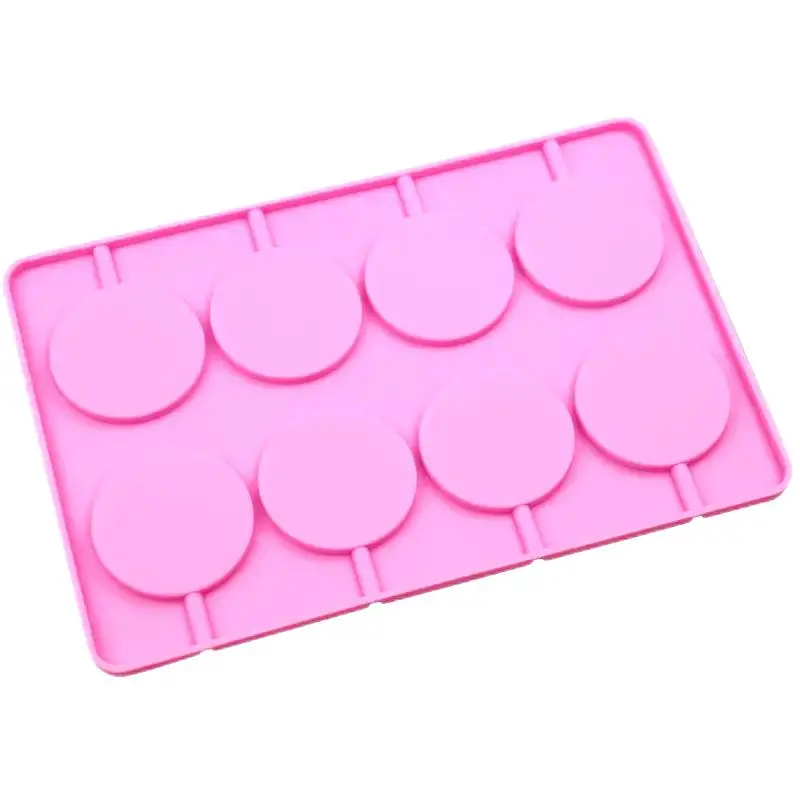 Youngs Silicone with Chocolate Hard Candy shape for soap/candle/food  Mold  hot selling 8 Cavity Round Silicone Lollipop Molds